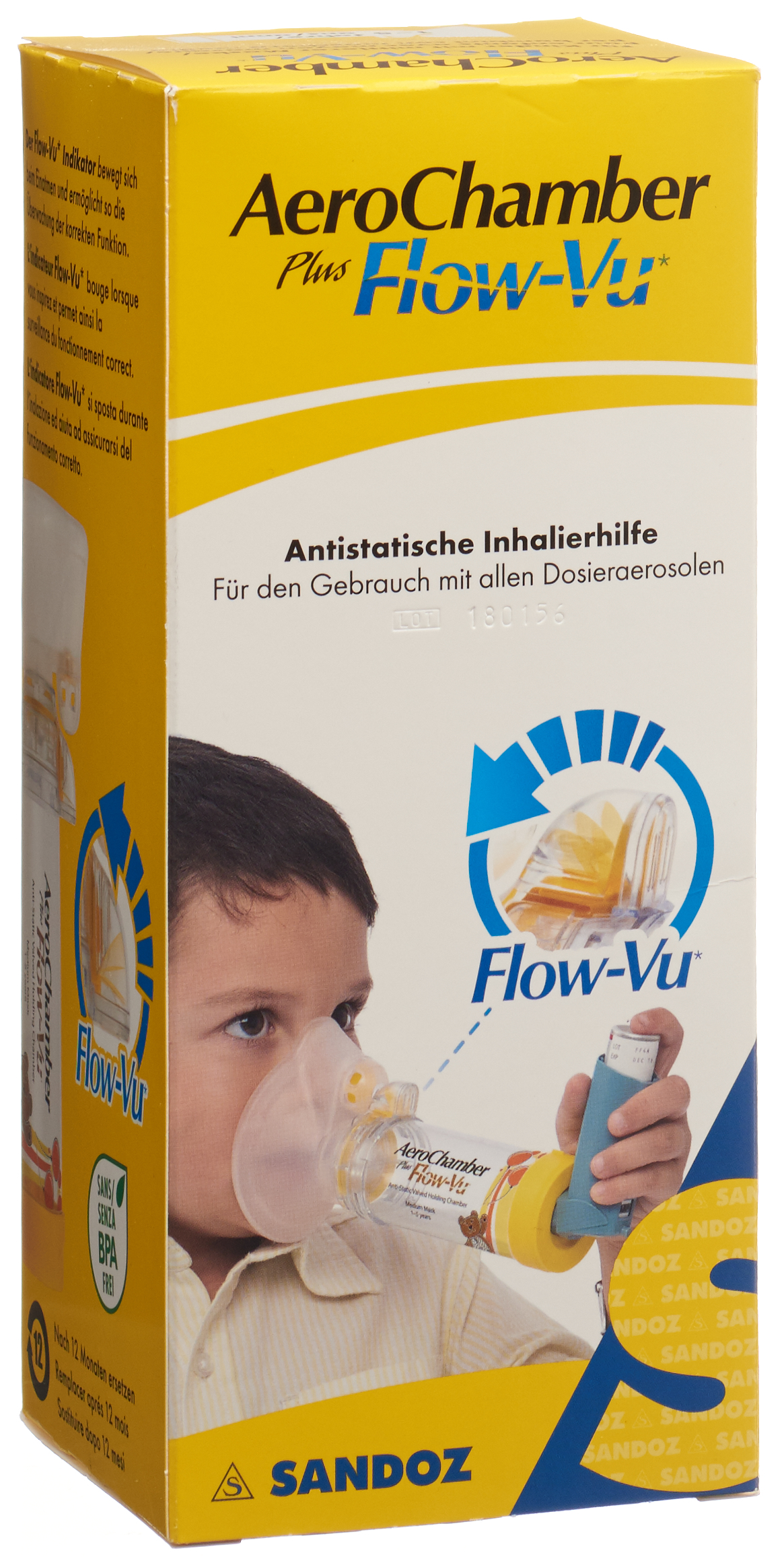 AEROCHAMBER PLUS Flow-Vu mit Maske (1-5 Jahre) gelb 1 Stk