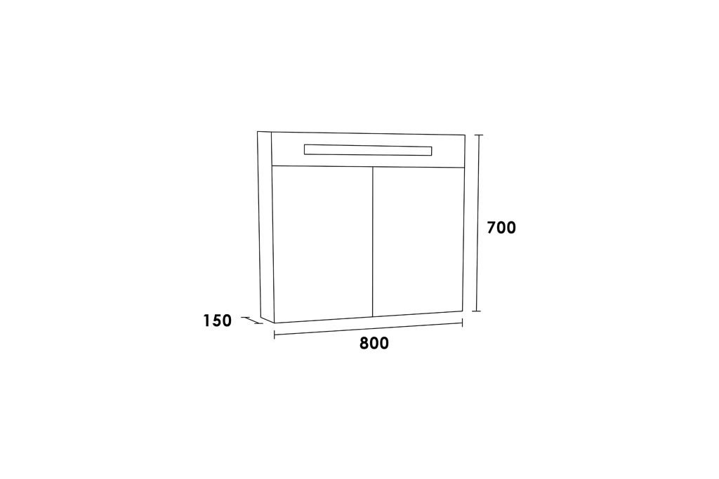 Brauer Promise Deluxe spiegelkast 80cm met 2 deuren en verlichting eiken licht