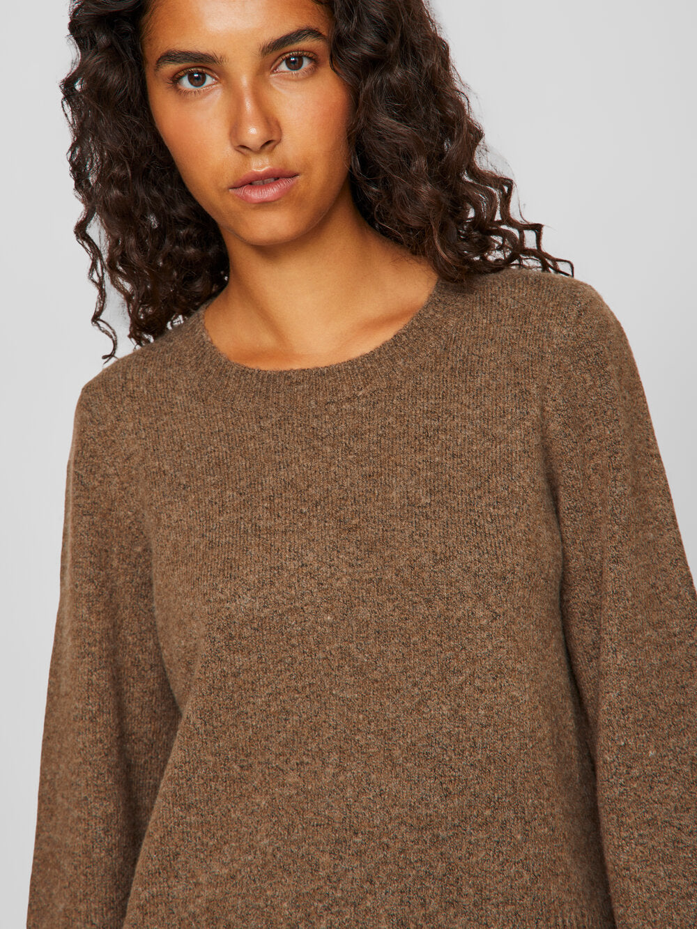 Vila  Viprima L/S O-Neck striktrøje - Fossil