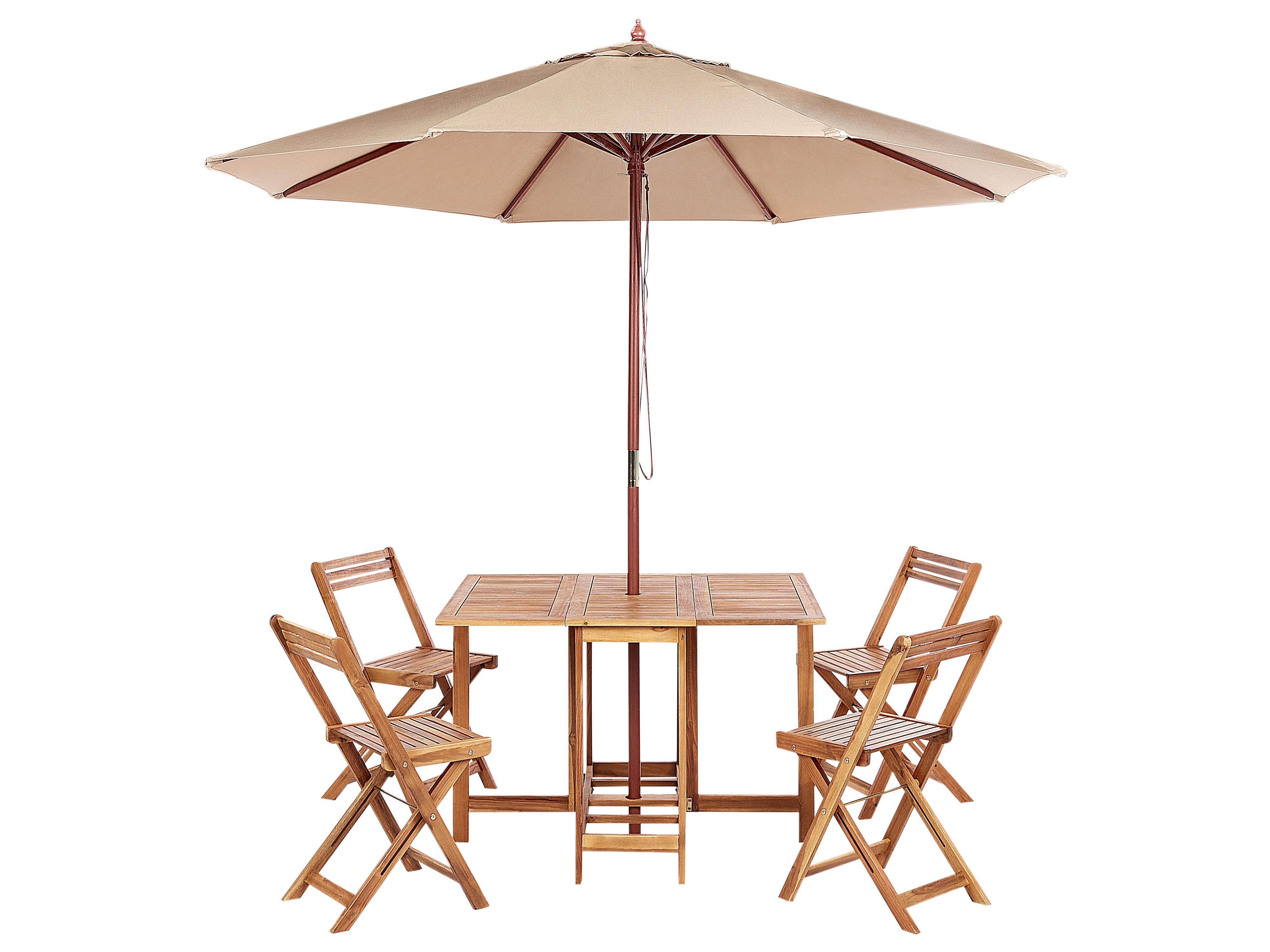 Tuinset 4-zits FRASSINE met parasol (12 opties) Acaciahout Natuurlijk