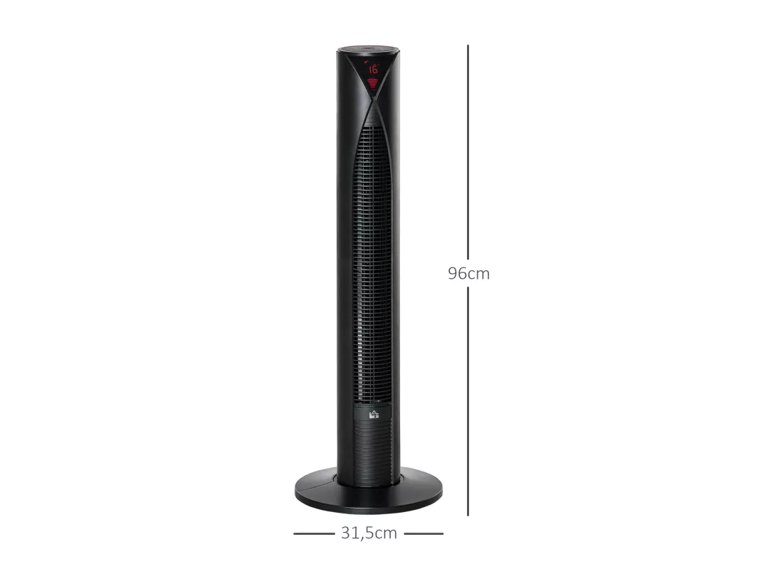 Ventilateur colonne tour oscillant 45 W silencieux télécommande incluse timer 4 modes 3 vitesses noir
