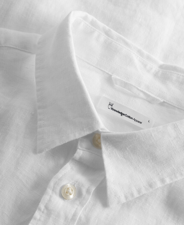 Knowledge Cotton Apparel Custom fit linen shirt GOTS/Vegan Hvid