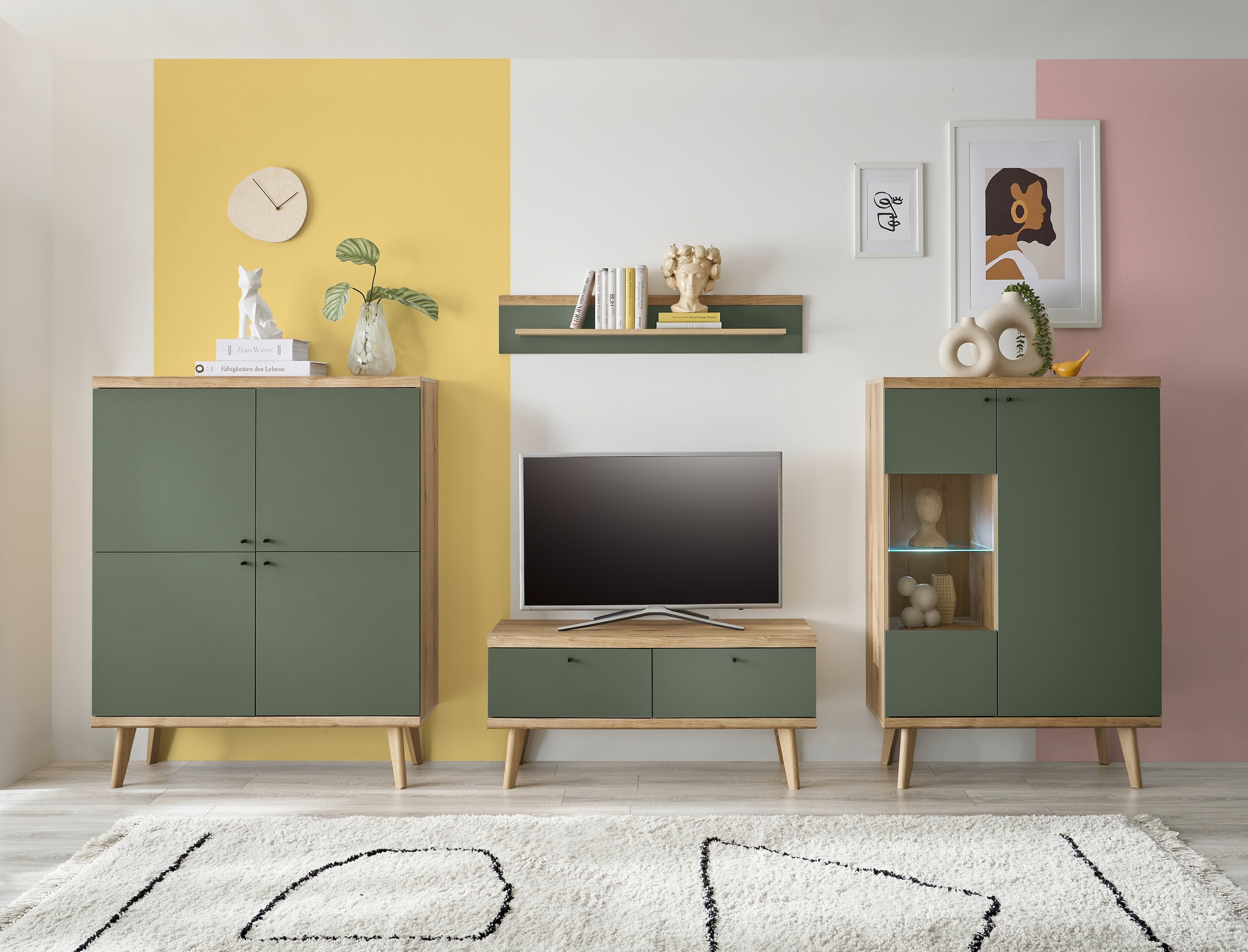 INOSIGN Vitrine »MAVAS« in moderner Trendfarbe, Giffe aus Metall (Schwarz), Höhe 134 cm