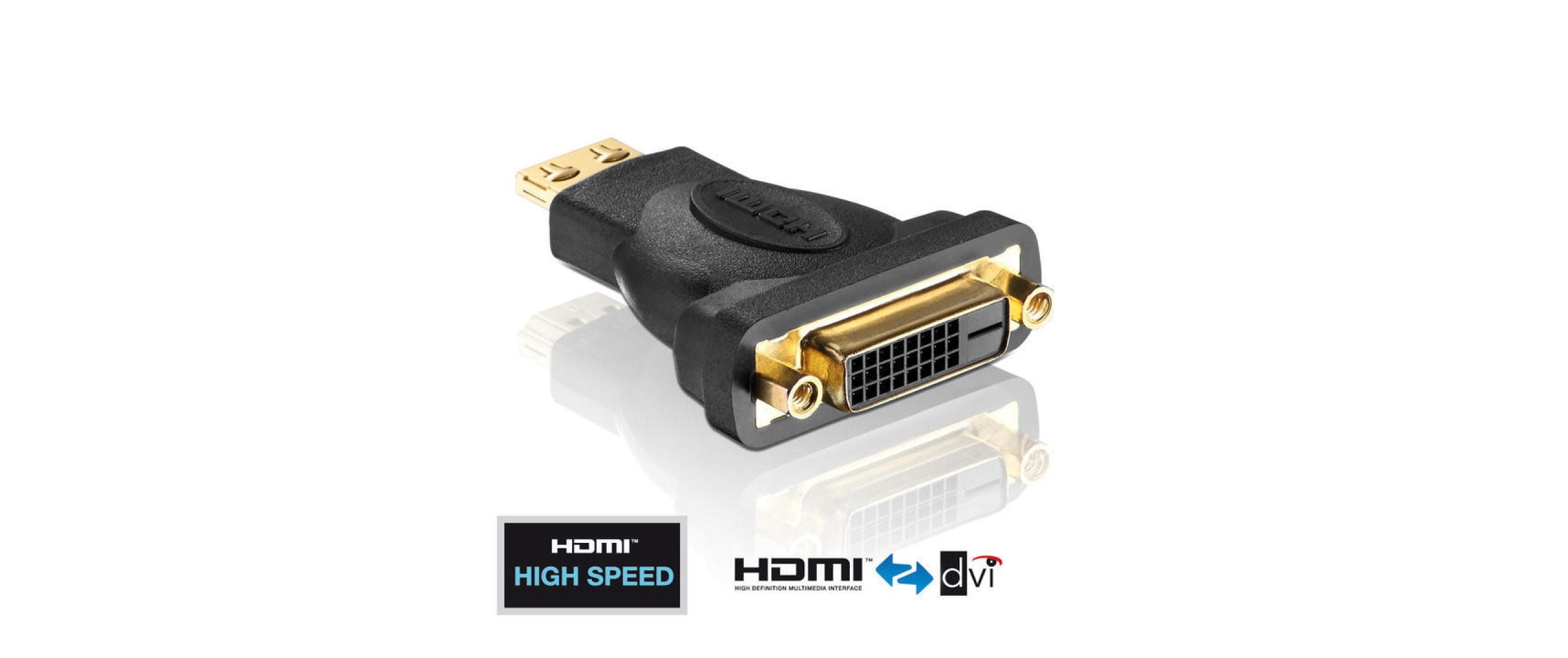 Adapter HDMI - DVI-DDVI-D Buchse (24+1) auf HDMI Stecker, schwarz