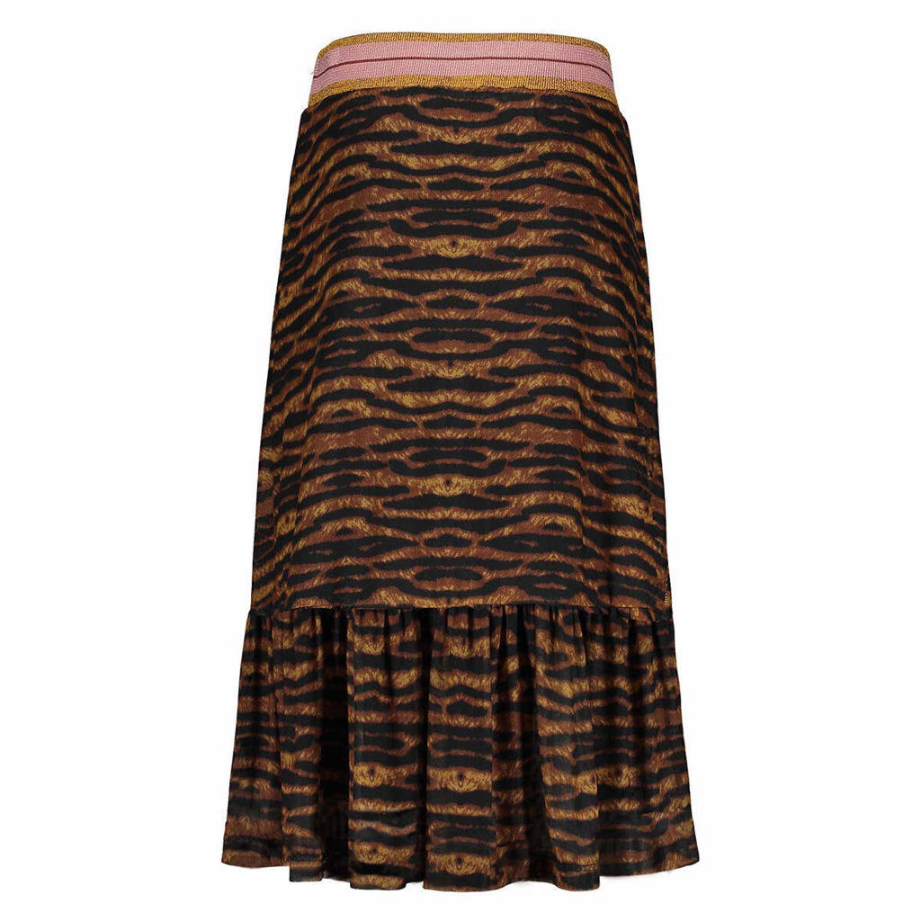 Like Flo semi-transparante rok met dierenprint camel/zwart