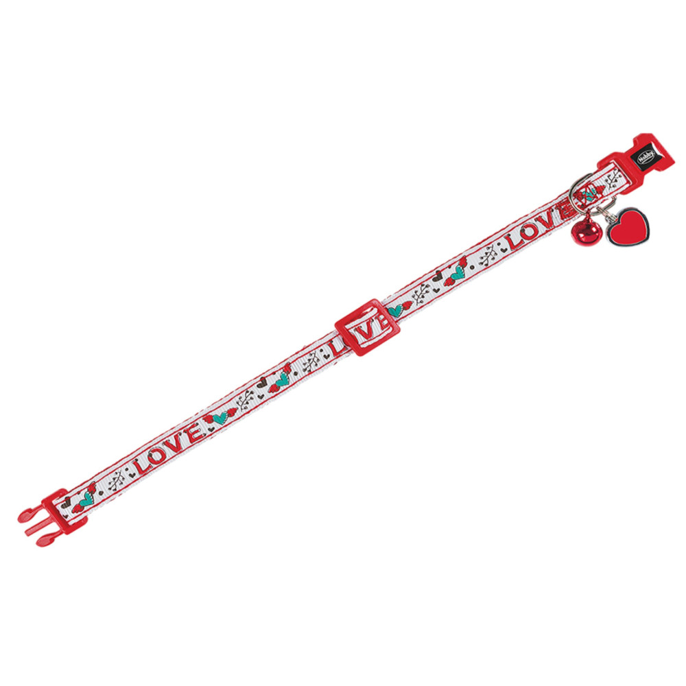 Collier love blanc 20-30cm x 10mm pour chat