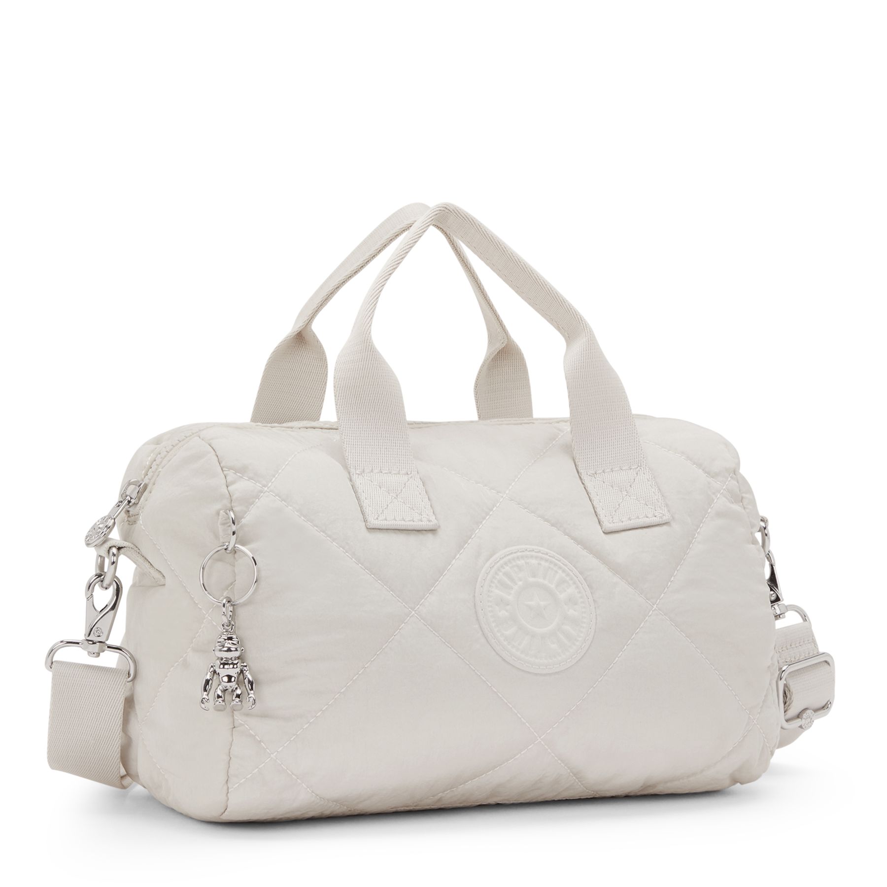 BINA M Sac à main de taille moyenne avec bandoulière ajustable amovible - Airy Beige Quilt