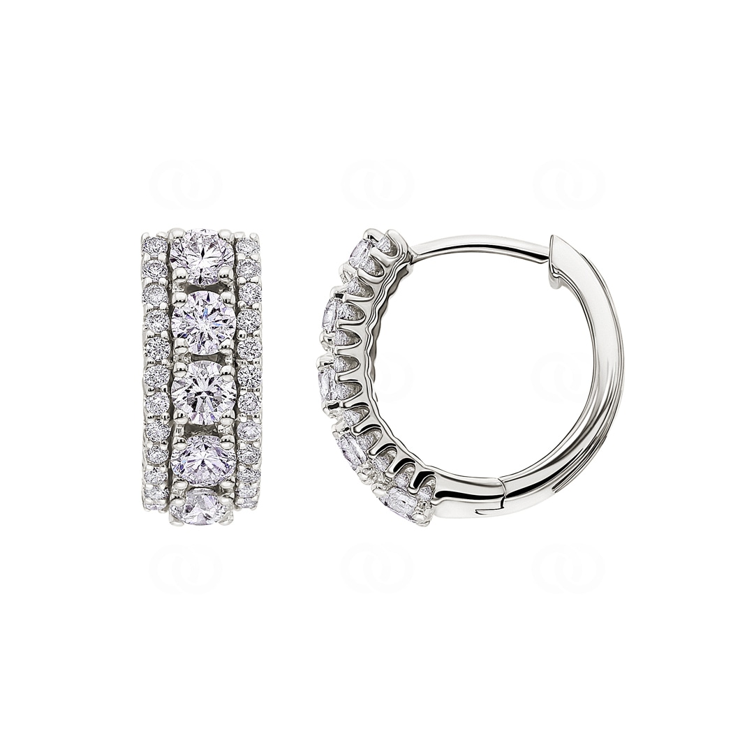 1.00 Karat Diamant-Kreolen 750/18 K Weissgold Ø 13mm