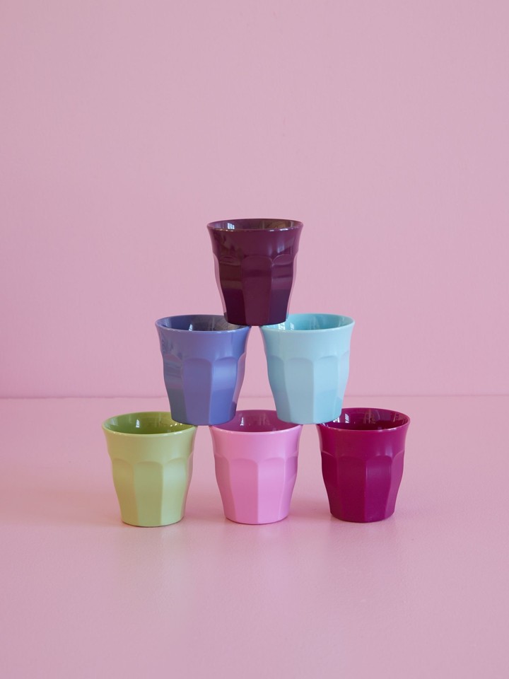 Rice - 6 Pcs Small Melamine Kids Cups Multicolor