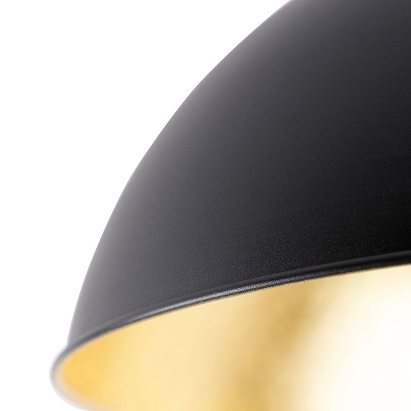 Plafondlamp zwart met goud 42 cm verstelbaar - Magnax