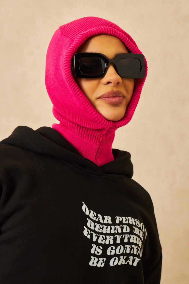 Cagoule fuchsia intérieur fourré