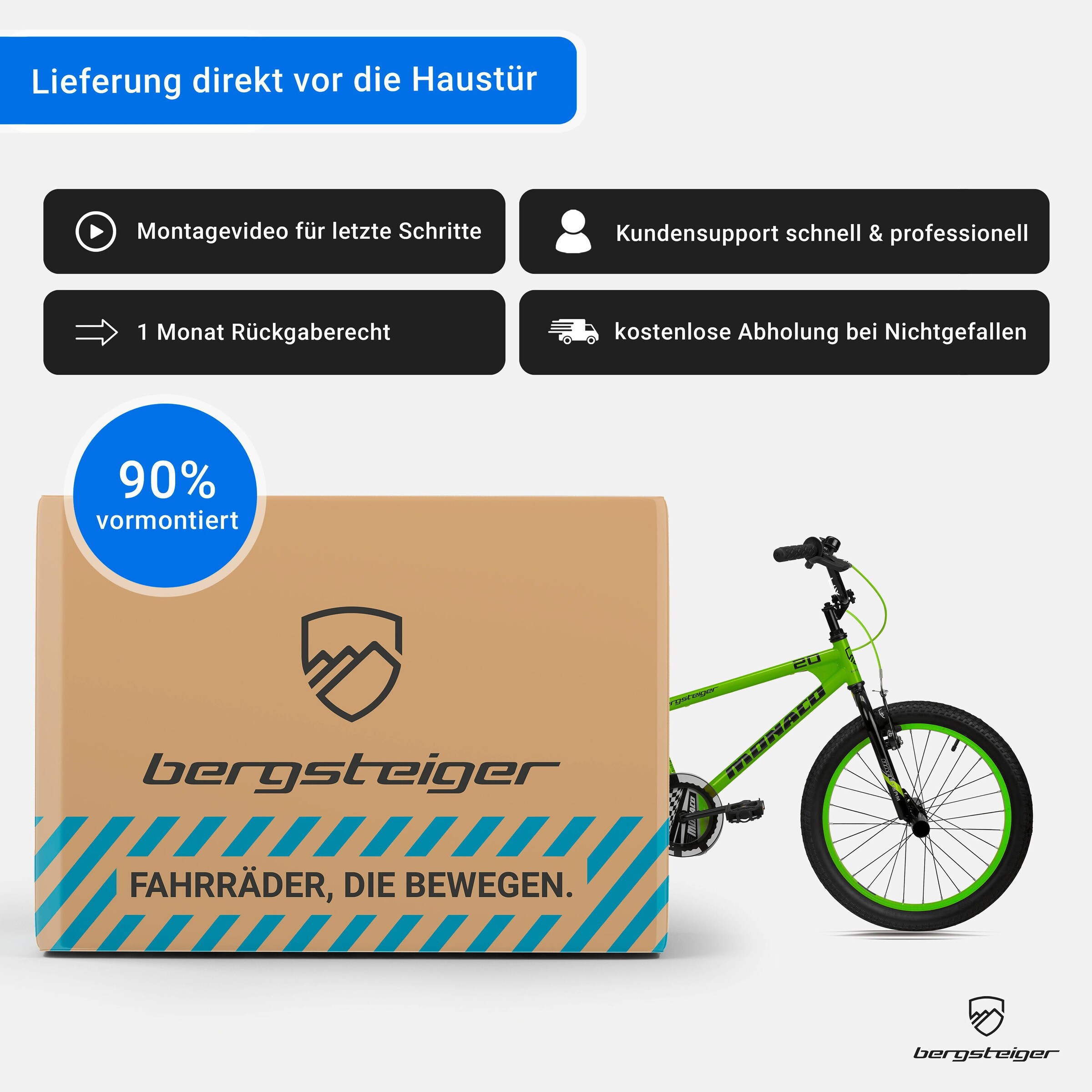 Bergsteiger Kinderfahrrad Monaco 20 Zoll | racing green