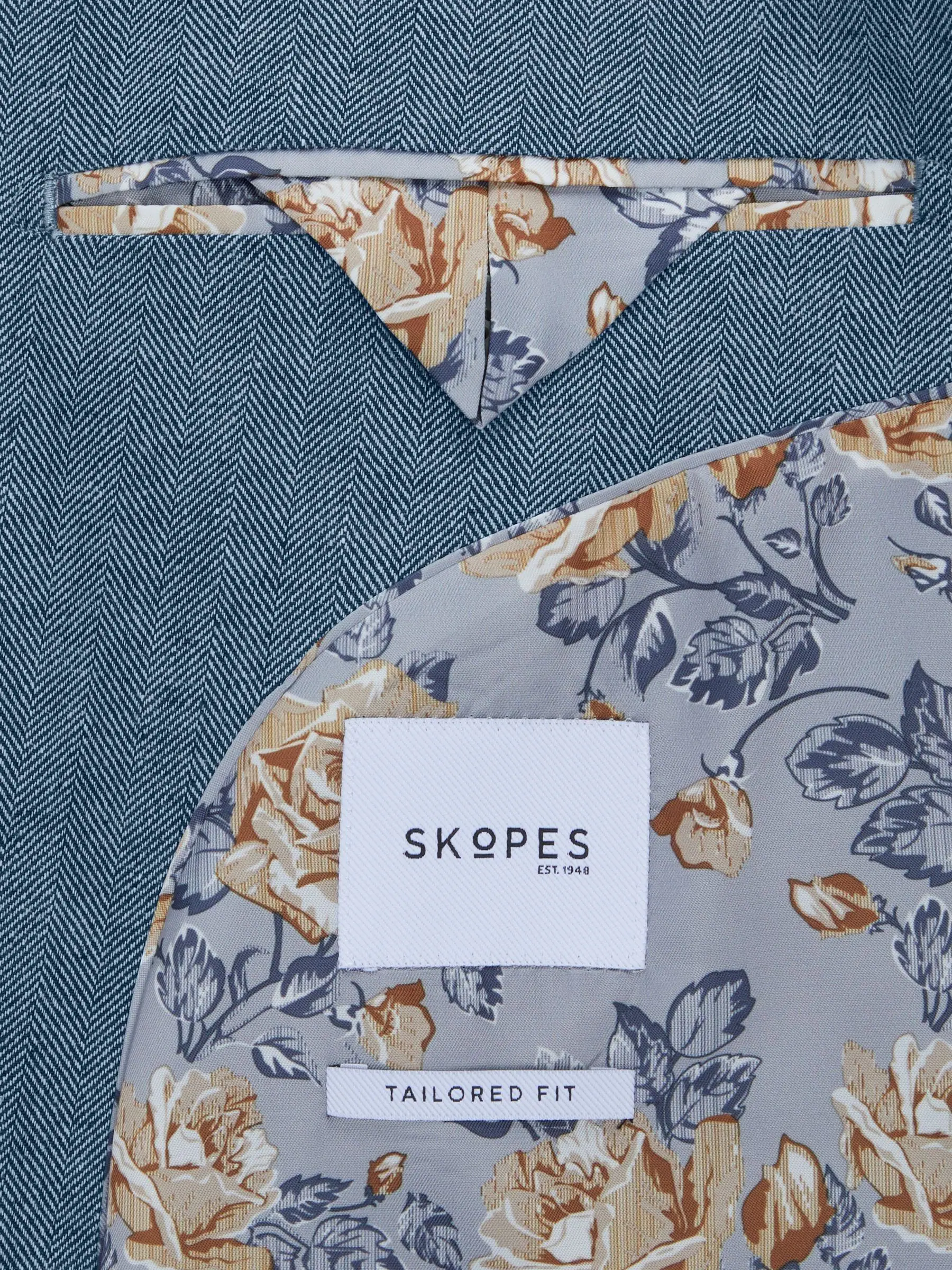 Blauw - Skopes maatgesneden Calvados colbert van linnenmix