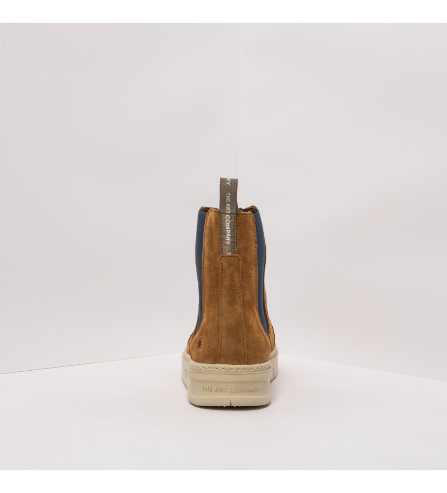 Botas de tornozelo em couro marrom artístico
