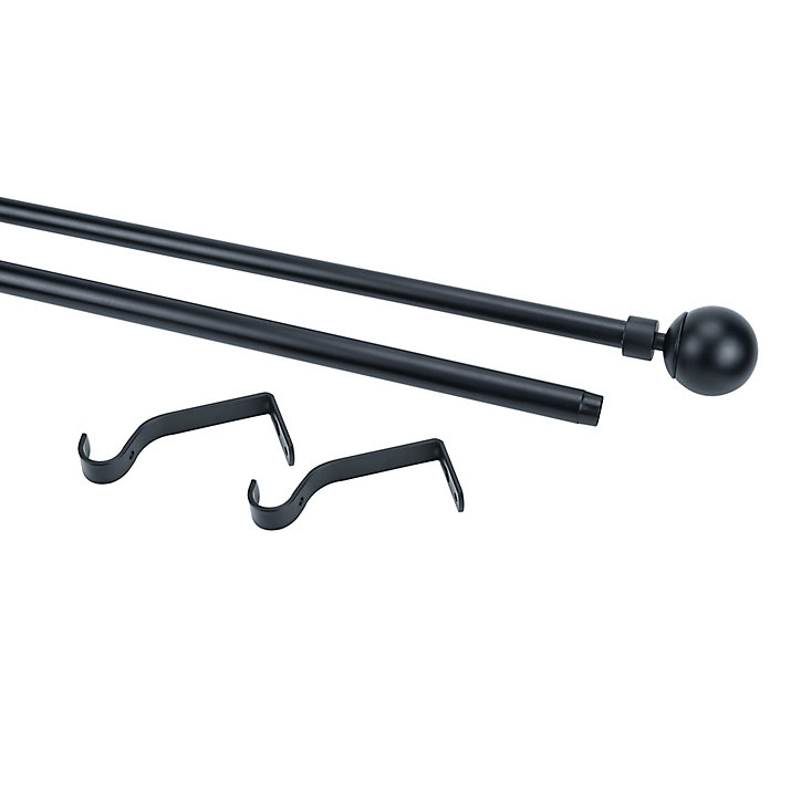 Kit de tringle à rideau extensible embout boule Araxos GoodHome 200/330 cm, Ø16/19 mm noir