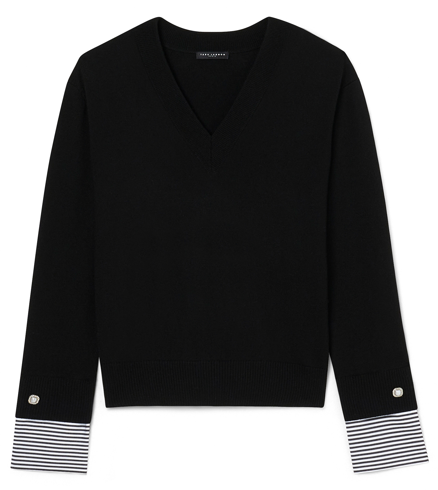 PRIMROSE - Pull col V droit en laine | Noir