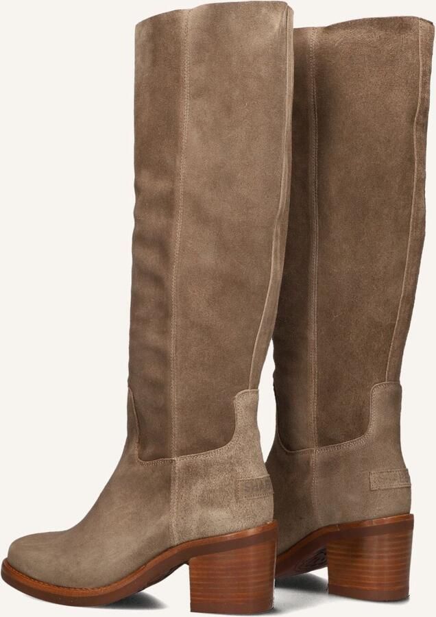 SHABBIES Hoge Laarzen Dames Puk Tuba Maat: 38 Materiaal: Suède Kleur: Taupe
