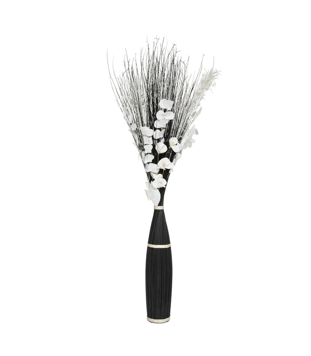 Fagot de fleurs et tiges séchées blanc et noir d. 40 x h. 150 cm