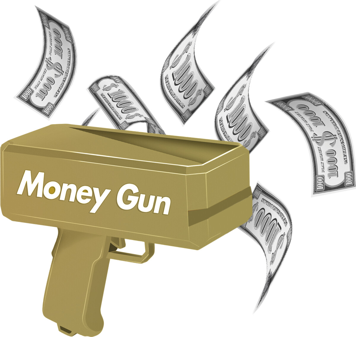 Penge Pistol Med 100 Stk Lege Pengesedler - Pocket Money