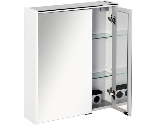 FACKELMANN Denver spiegelkast, 60 x 16 x 68,5 cm, wit, 2-deurs, LED, IP20
