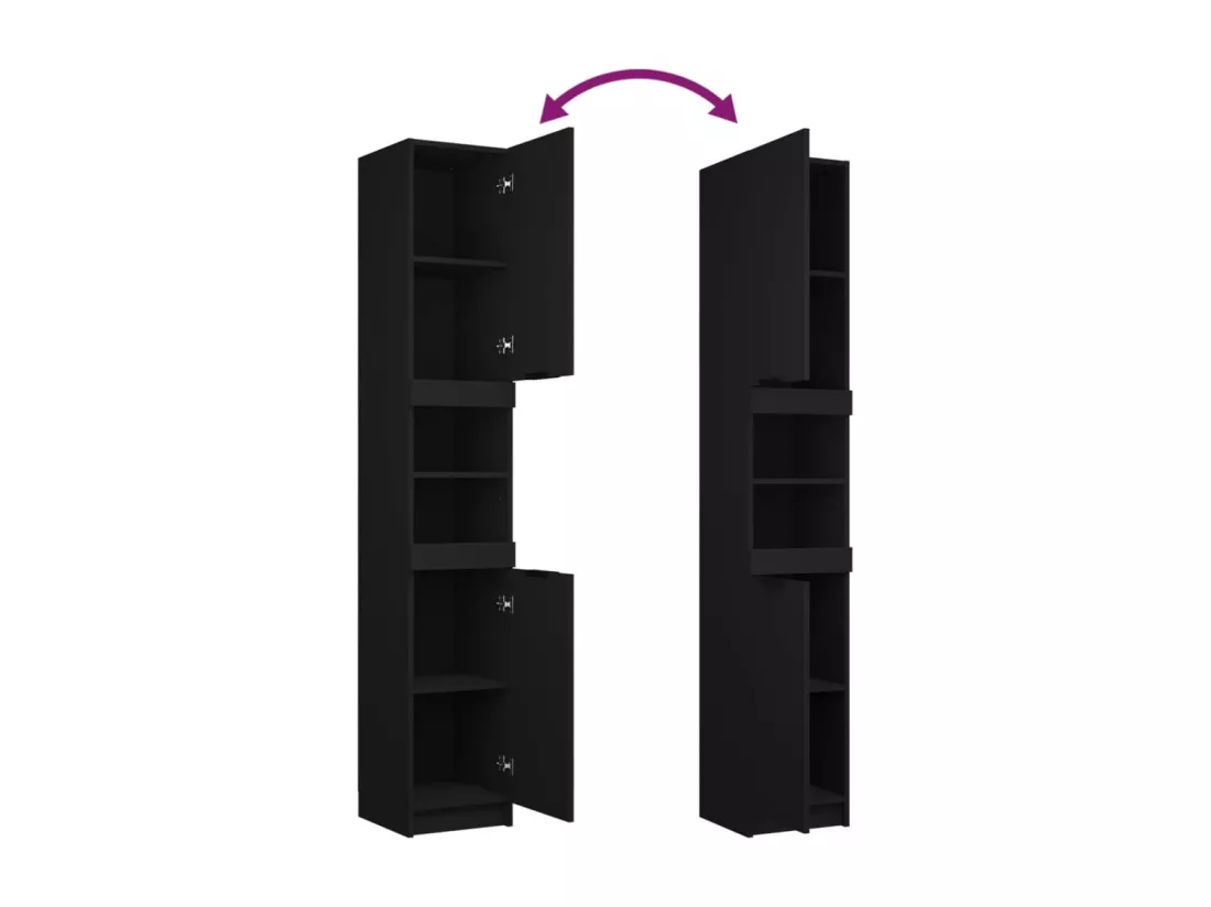 Armoire de salle de bain noir 32x34x188,5 cm bois d'ingénierie
