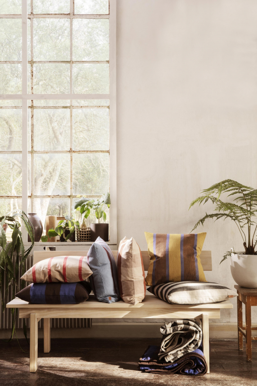 Ferm Living Grand quilted plaid 170x120 Sand/Black