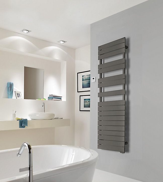 Sèche-serviettes électrique à inertie fluide Acova Alpaga symétrique grey aluminium 1000W