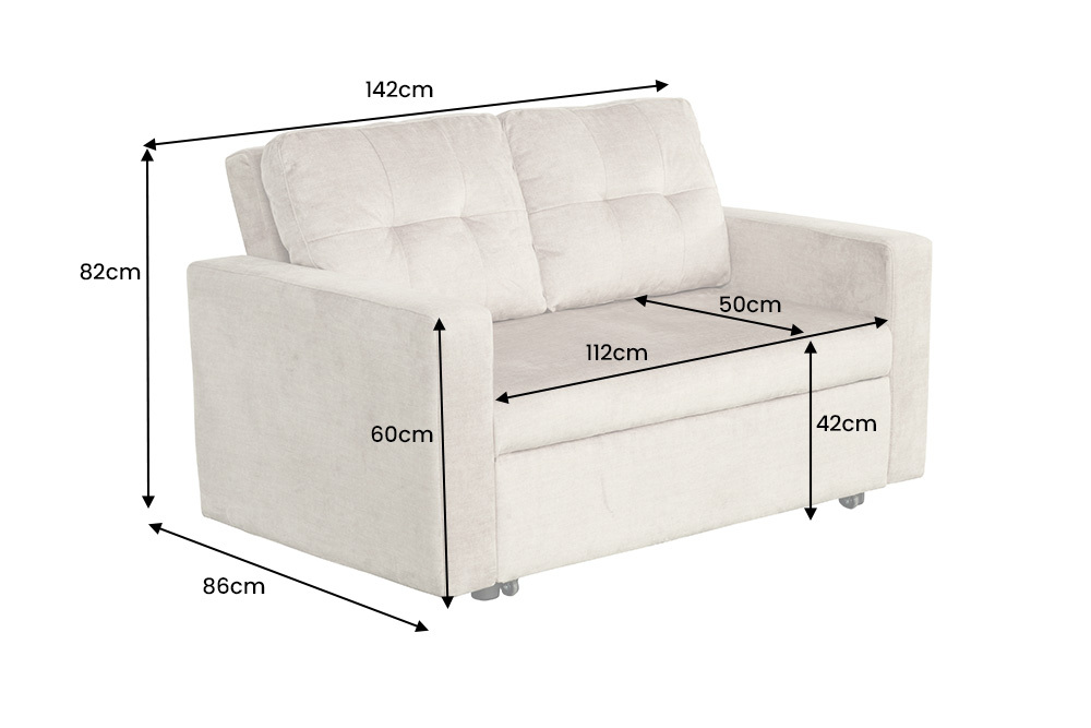 Ausziehbares Schlafsofa SMART 140cm champagner beige Vogue Velours Samt Nosagfederung