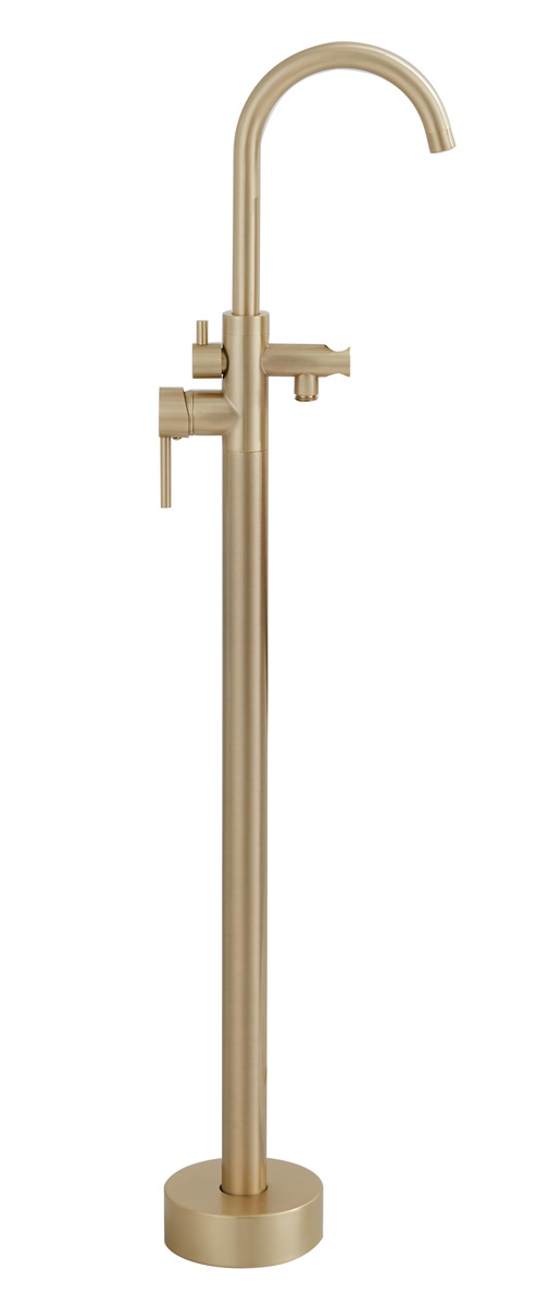 SCHADEMODEL: Saniclear Brass vrijstaande badkraan z. handdouche z. doucheslang geborsteld messing