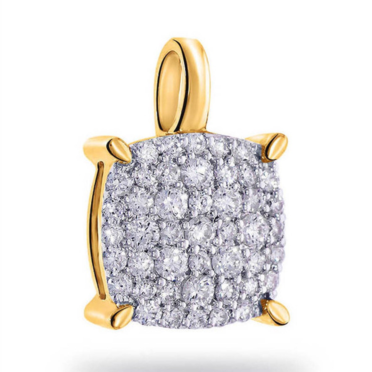 Pendentif Brillaxis or 18 carats carré pavé diamants
