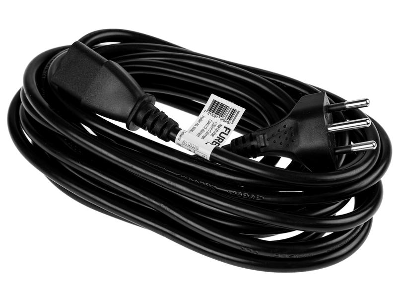 FURBER.power Netzkabel C13-T12 5.0 m Schwarz Kaltgerätekabel H05 VV-F 3G1.00