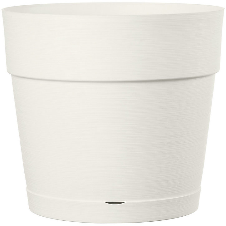 Pot rond à réserve d'eau plastique Deroma Save R blanc ø38 x h.34,3 cm