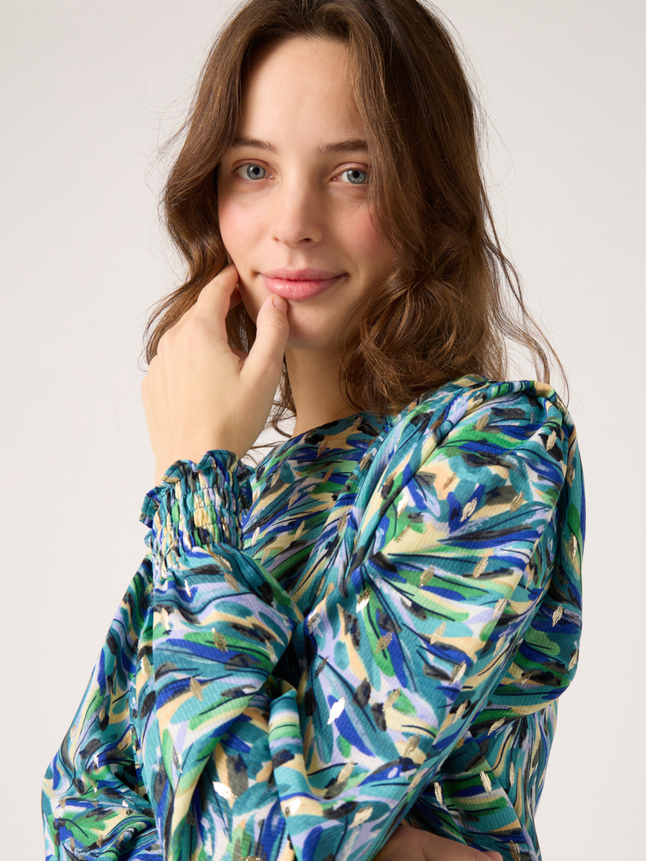Blouse imprime élastique taille