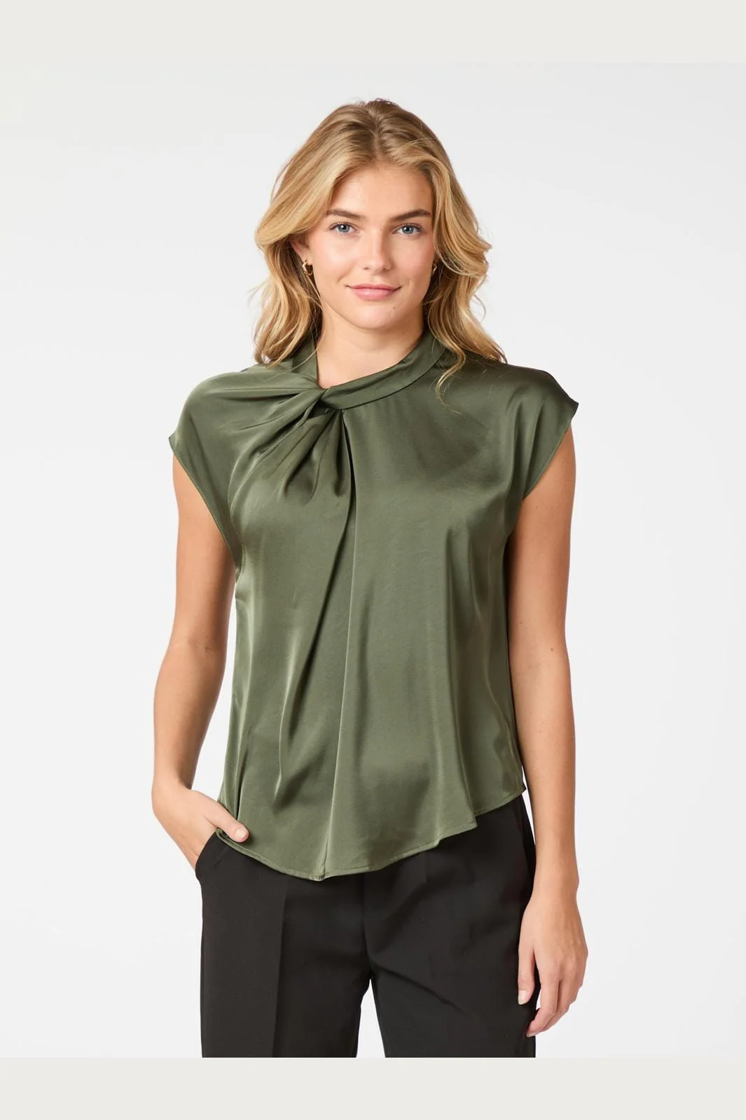 Neo Noir Fleur Drapy Satin Blouse 160990