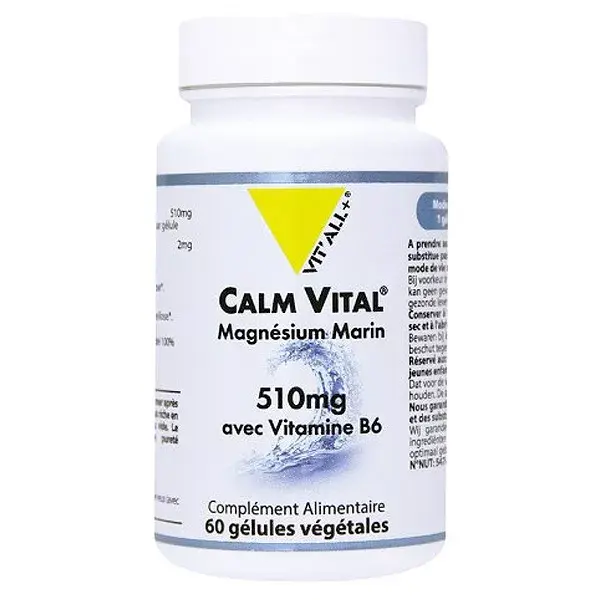 Vit'all+ Calm Vital Magnésio Marinho 510mg 60 cápsulas vegetais