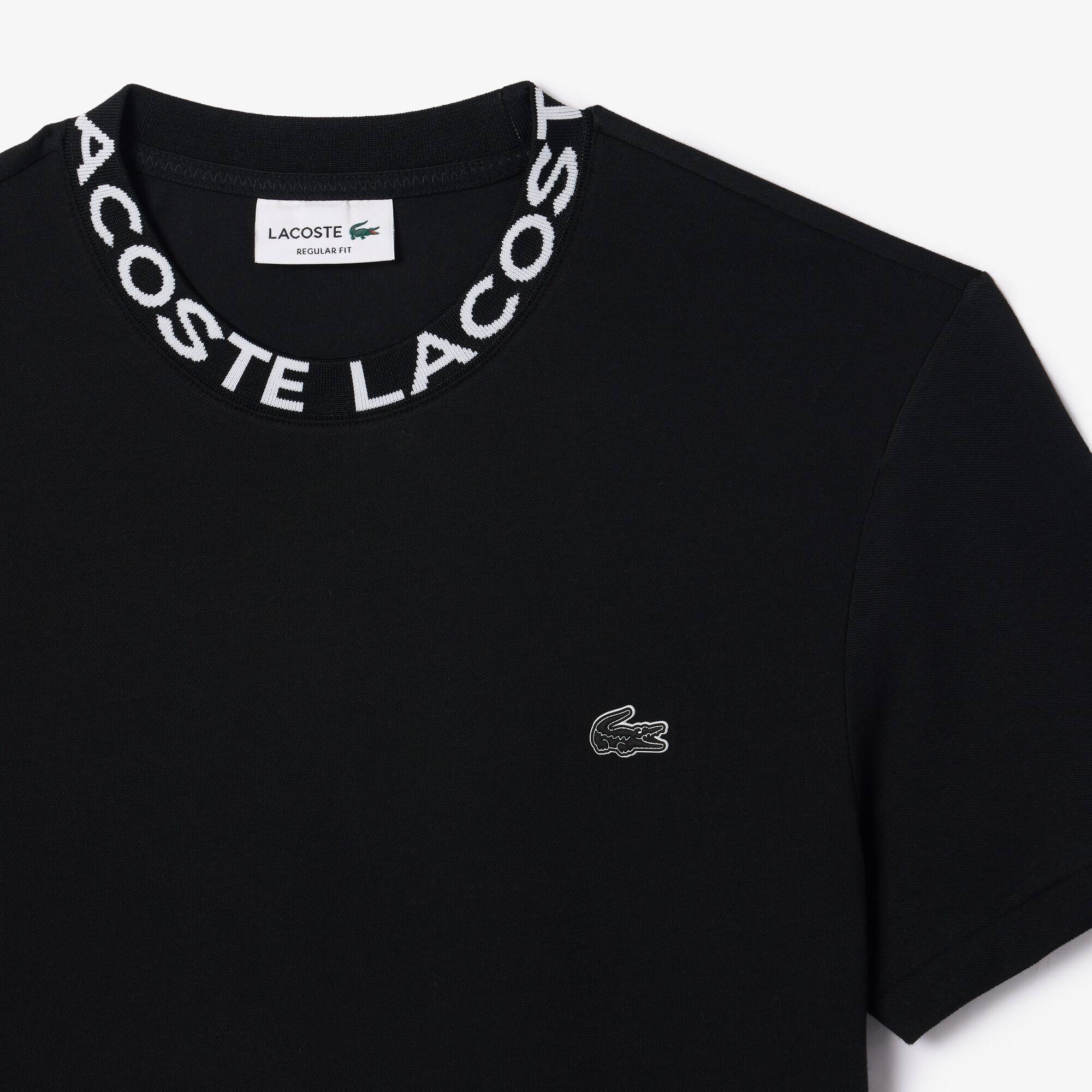 T-Shirt aus ultraleichtem Piqué mit Jacquard-Kragen T-Shirts - Schwarz - Lacoste - Herren