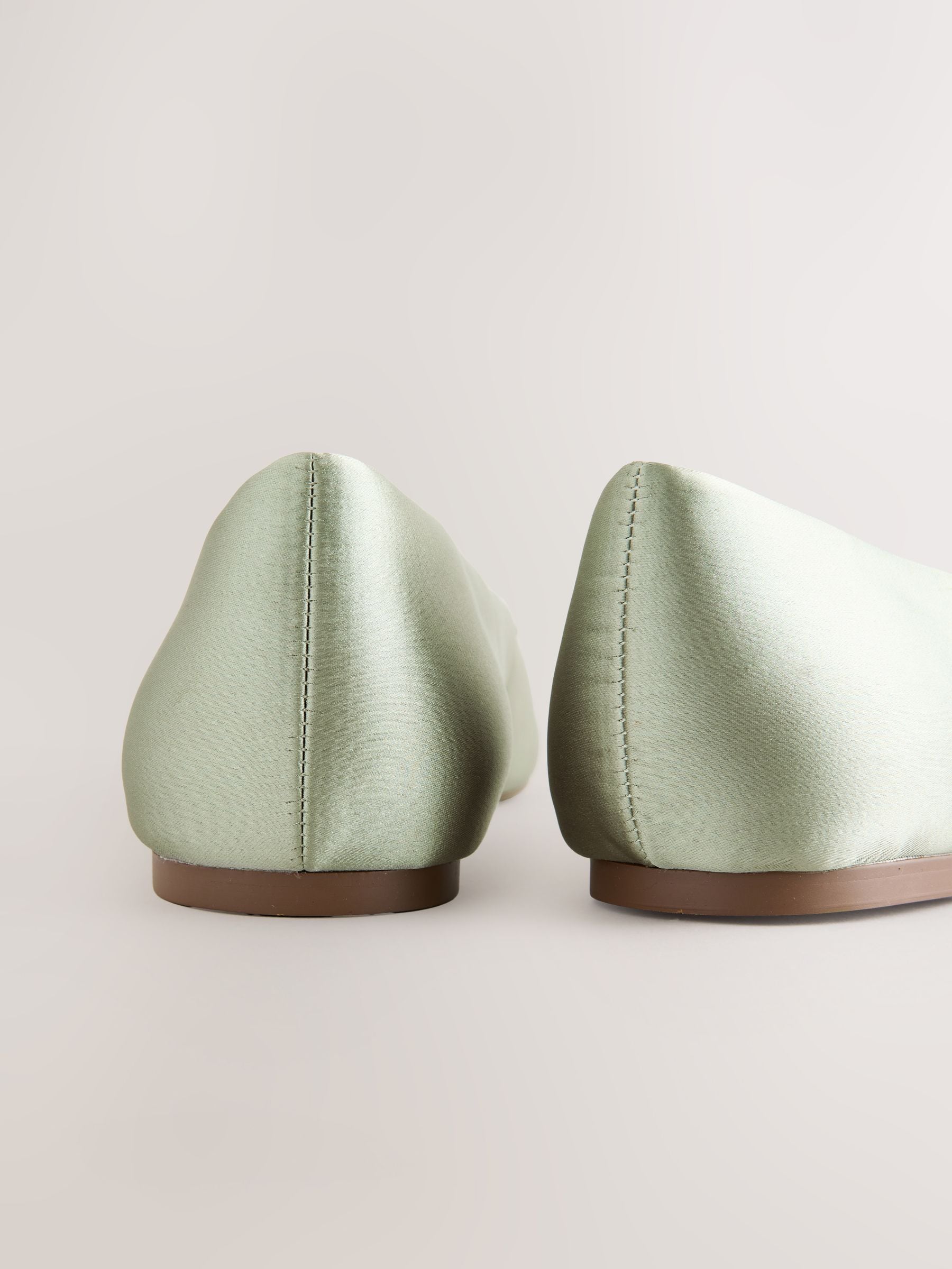 Grijs-groen - Bridesmaid Pearl Effect Bow Detail Ballerinas