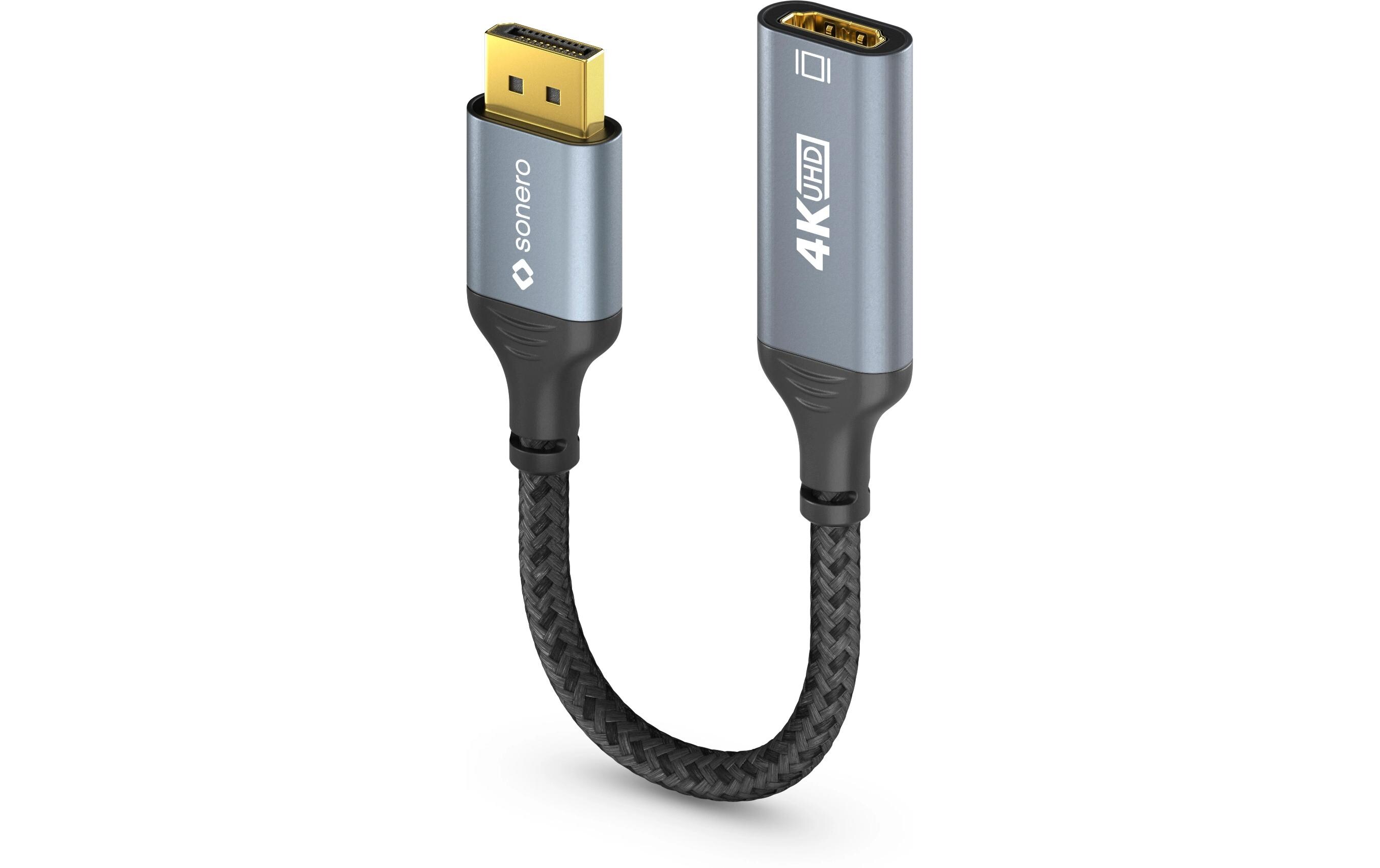 Adapterkabel DisplayPort - HDMIDisplayPort auf HDMI Adapter - 4K60 - grau/schwarz - 0.10m