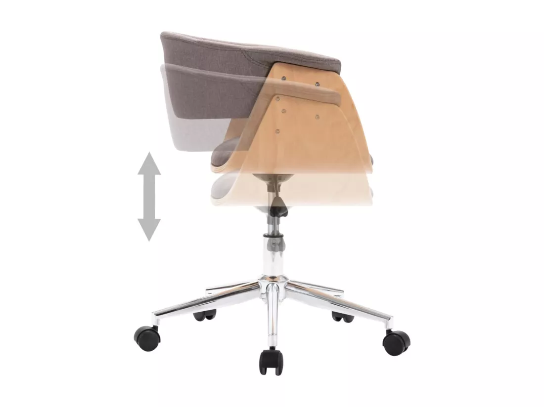 Chaise pivotante de bureau Taupe Bois courbé et tissu