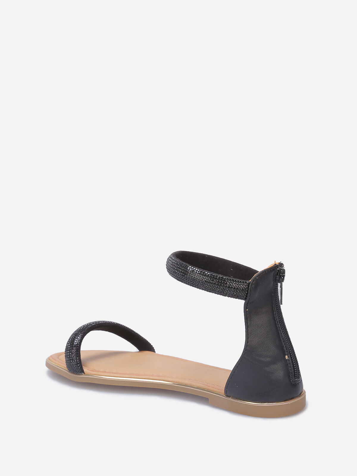 Sandales à strass et zippées à l'arrière- Noir