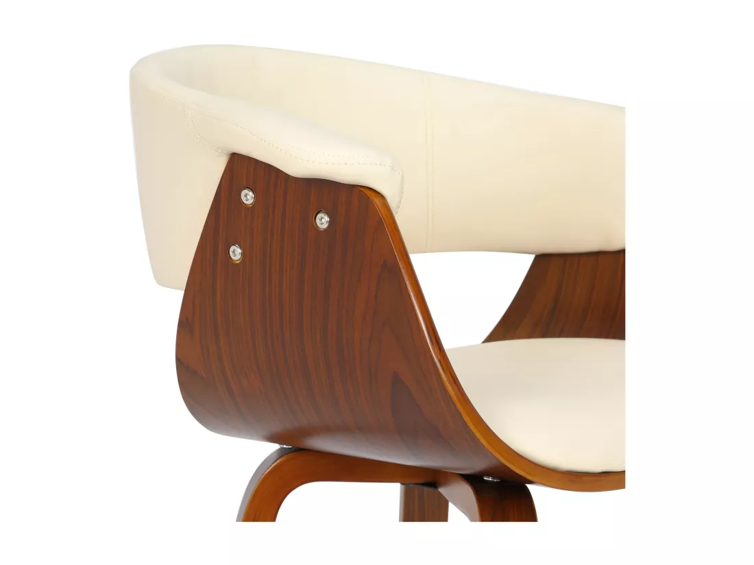 Lot de 2 chaise salle à manger - Bois & Blanc - Crème - Bruce