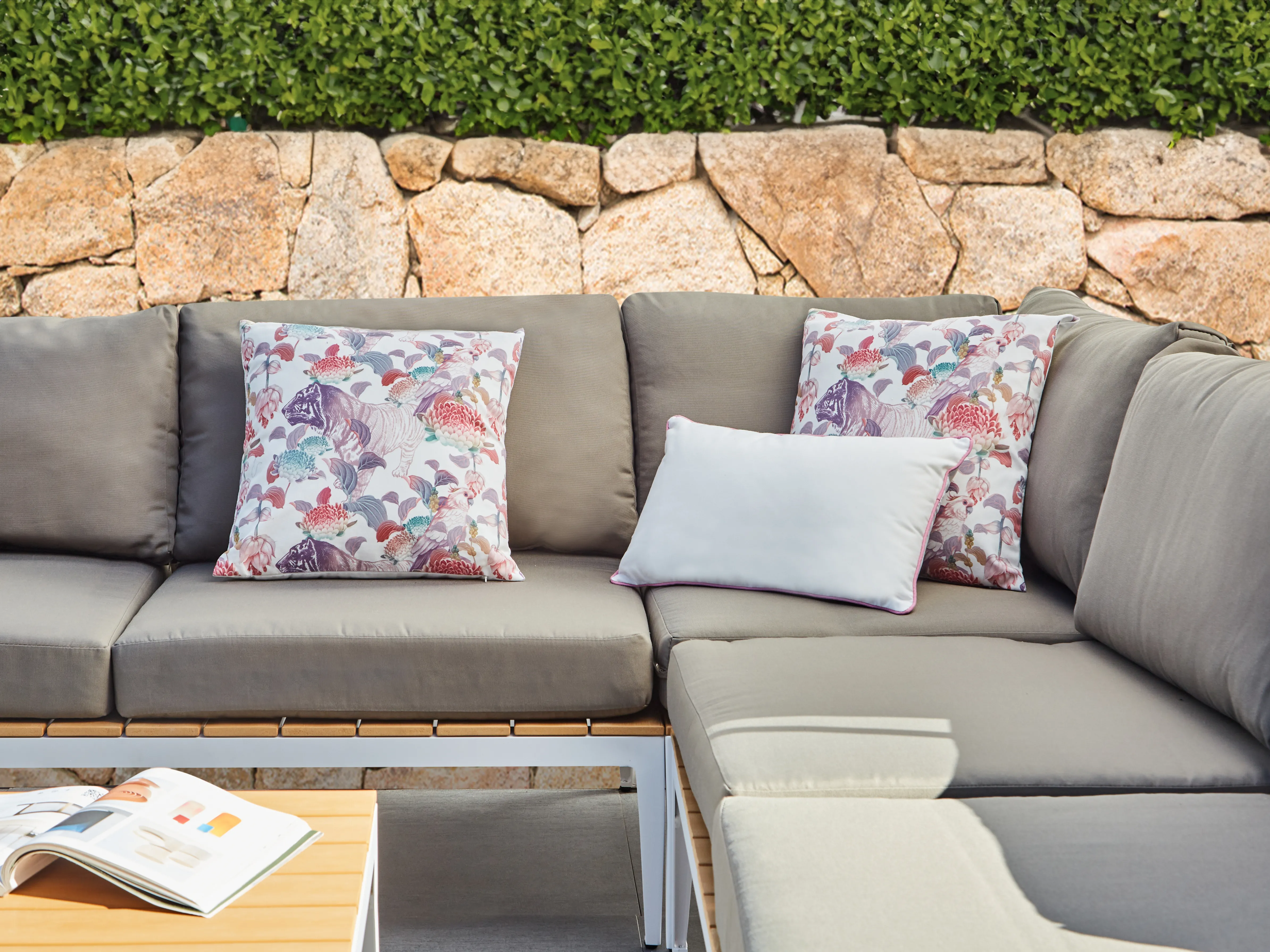 Set van 3 tuinkussens VIVID bloempatroon Meerkleurig