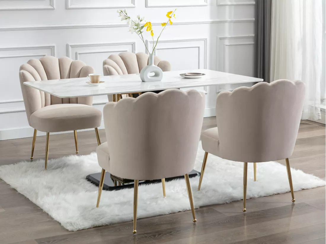 Lot de 2 chaises en velours et acier doré - Beige - RUTY de Pascal MORABITO