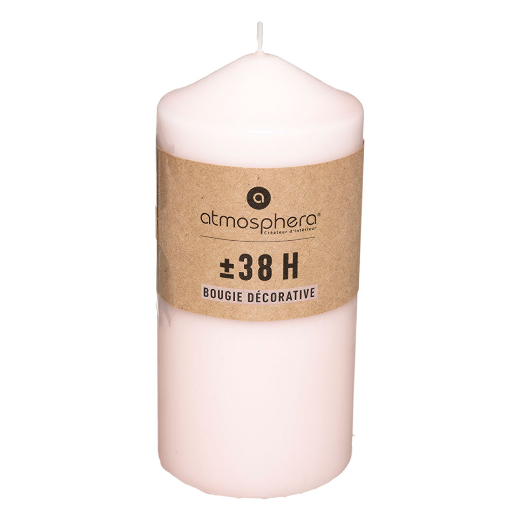 Bougie ronde rose D 6.8x14cm
