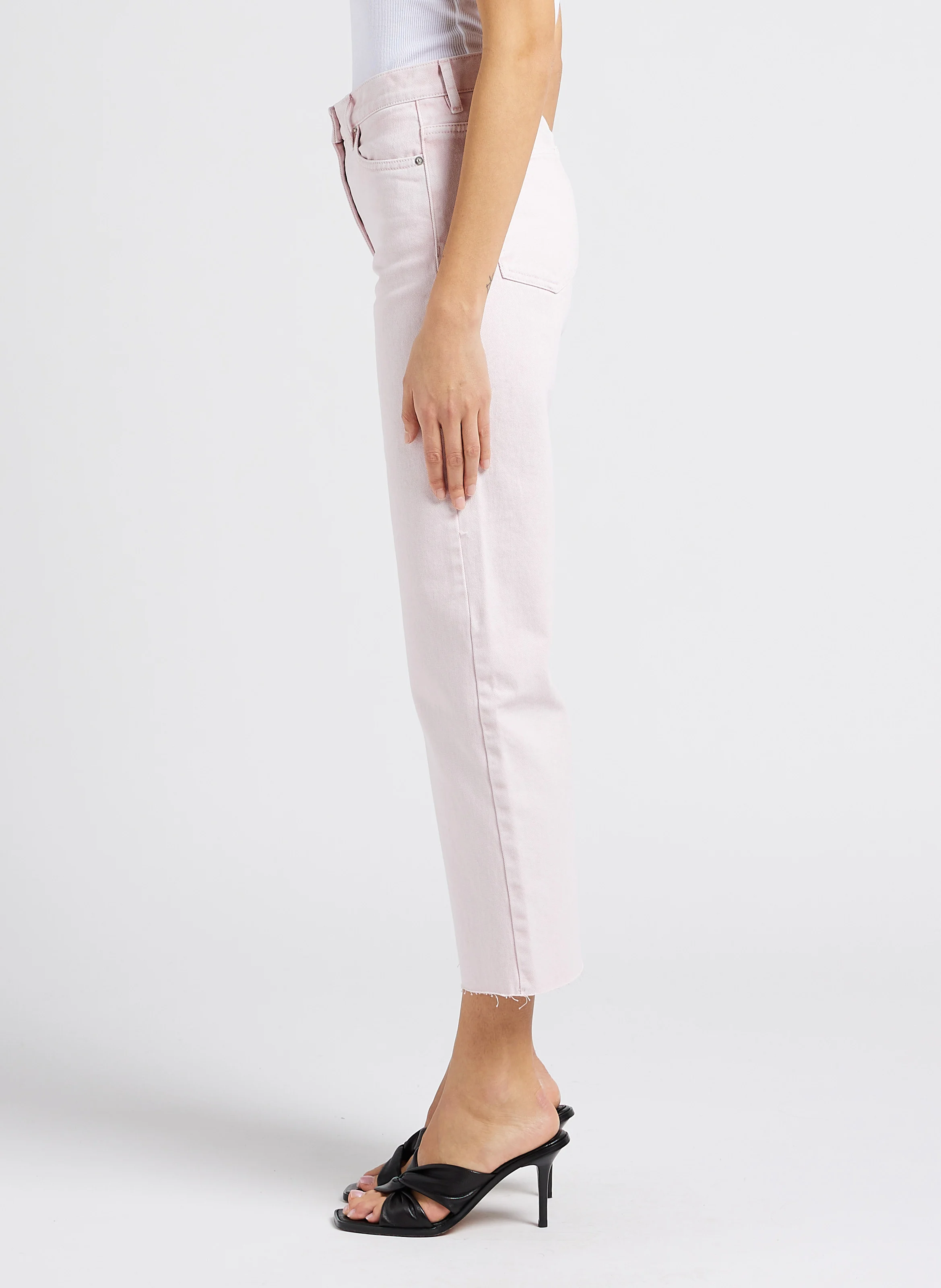 AIDEN - Jean droit taille haute en coton| Rose