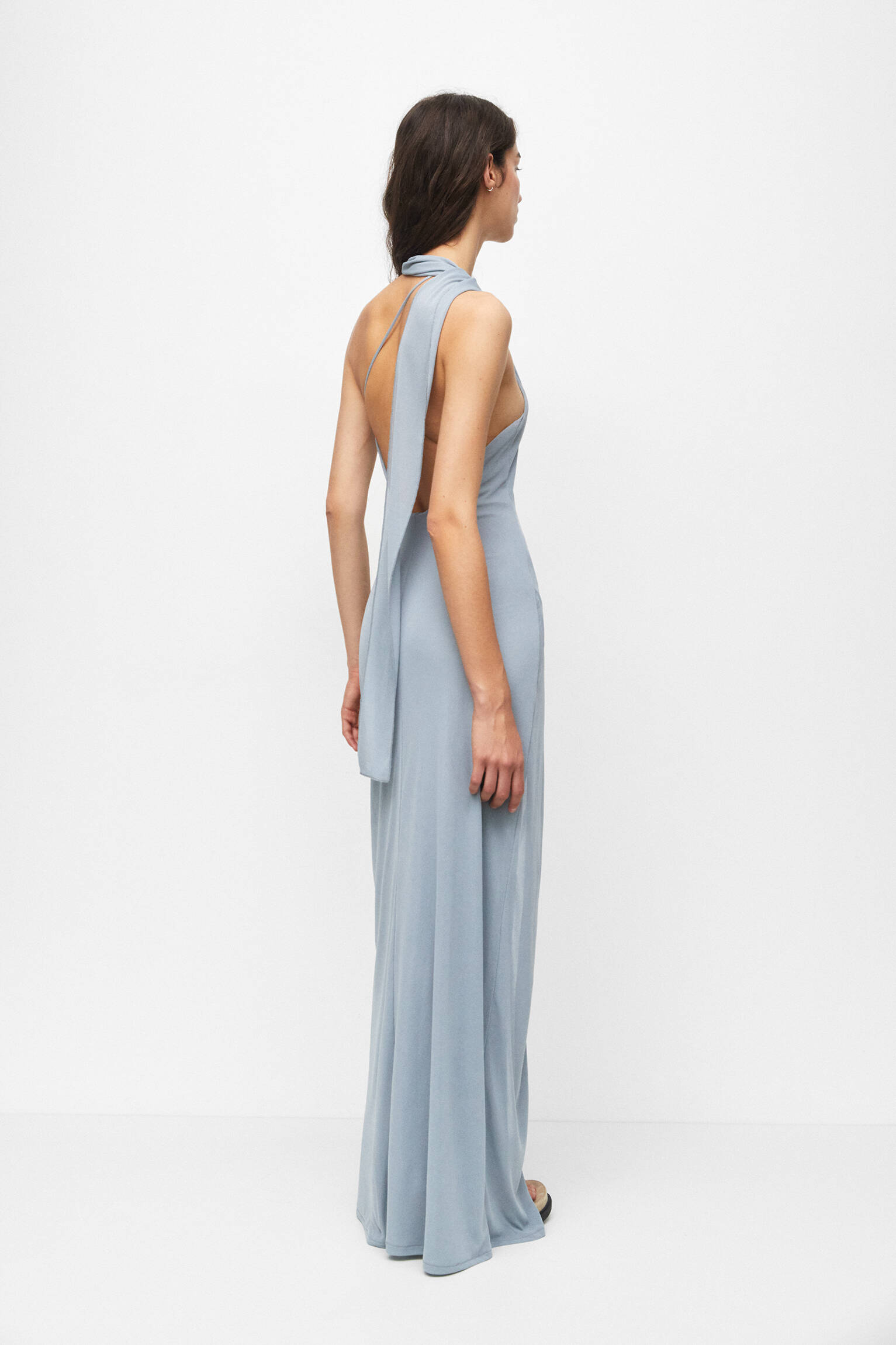 VESTIDO LONGO ASSIMÉTRICO EDIÇÃO LIMITADA - CINZA