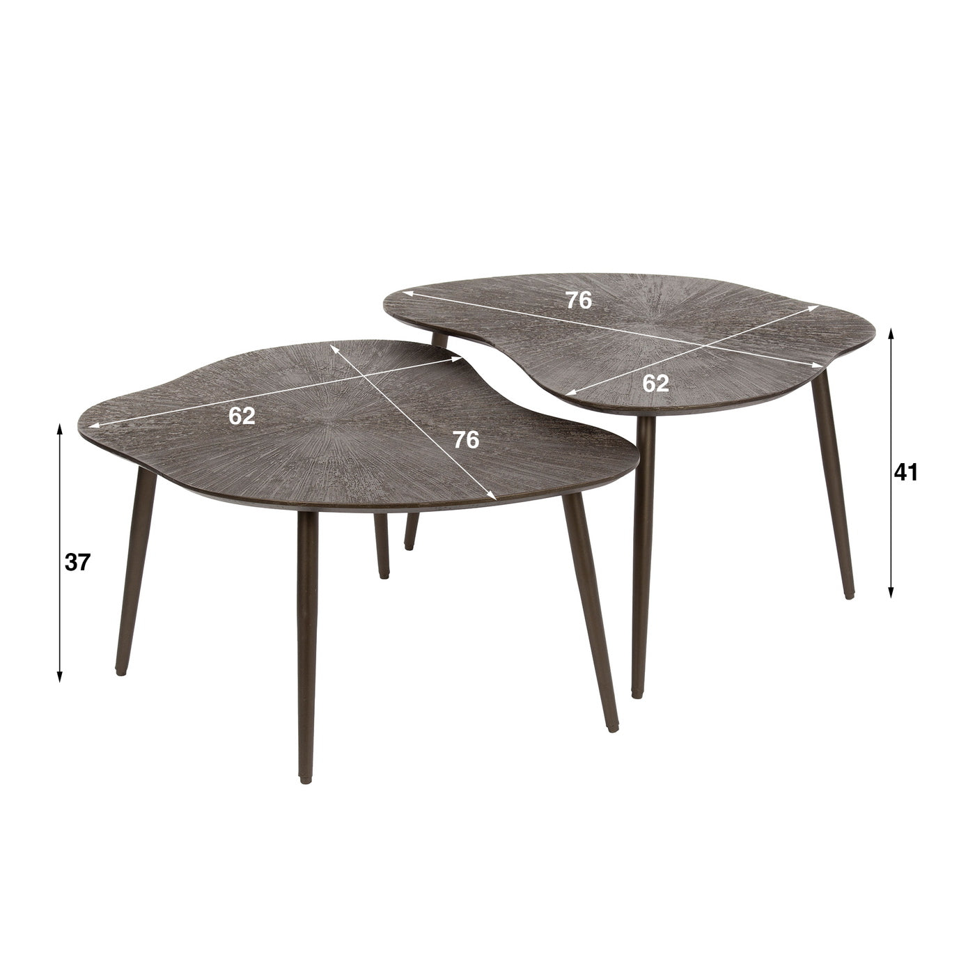 Giga Meubel - Salontafel Brons Metaal - Set Van 2 - 76x62x41cm - Ray