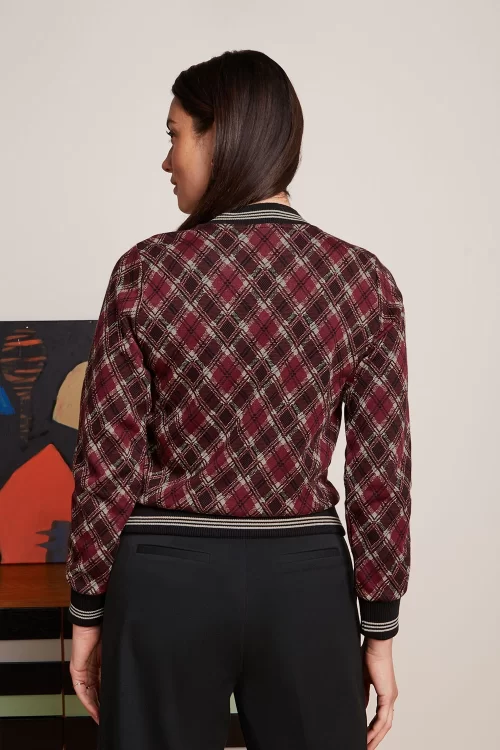 King Louie Bessie Riley Jacquard Bomber jasje in cabernet rood