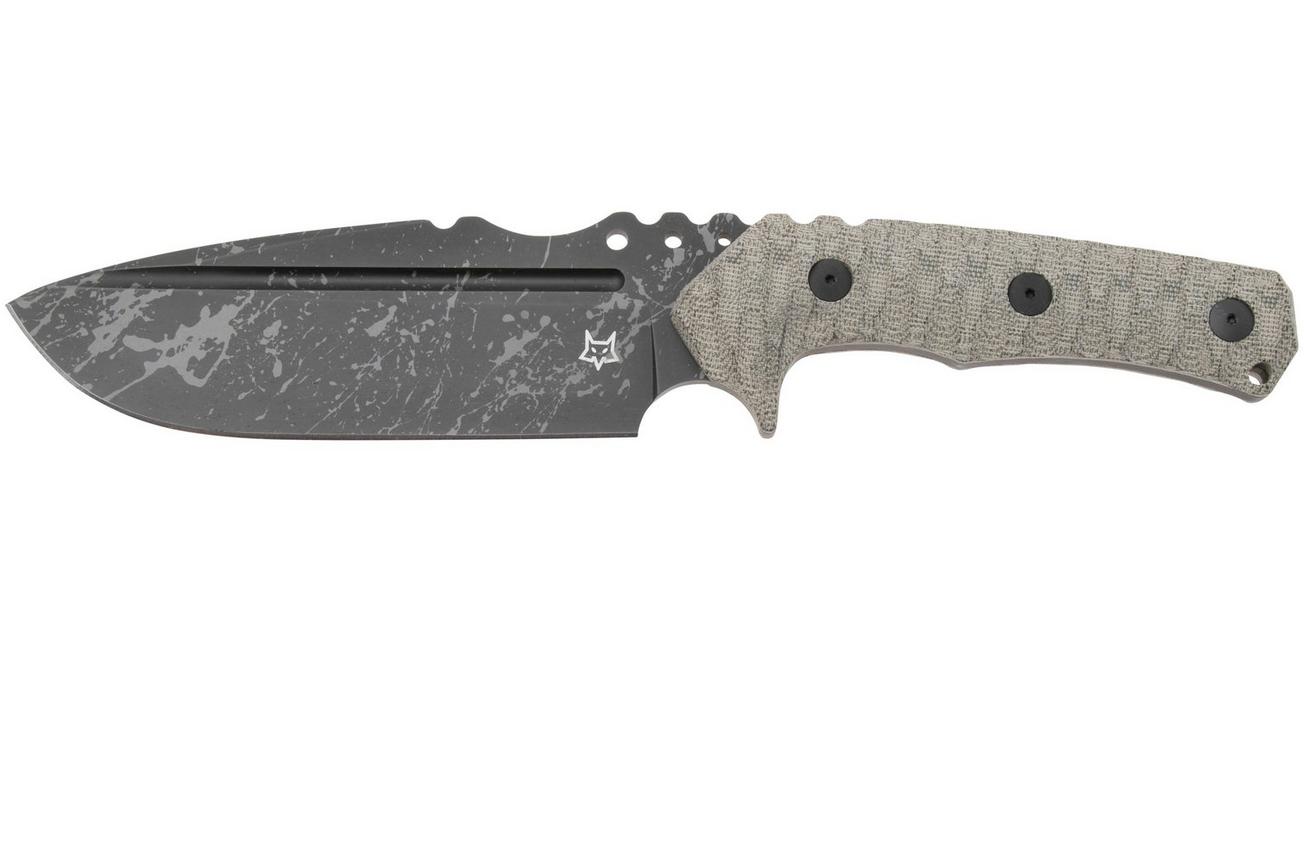 Fox Knives Uro FX-623-ODA, Acid Washed Niolox, OD-Green Micarta vaststaand mes, Wander Tactical design