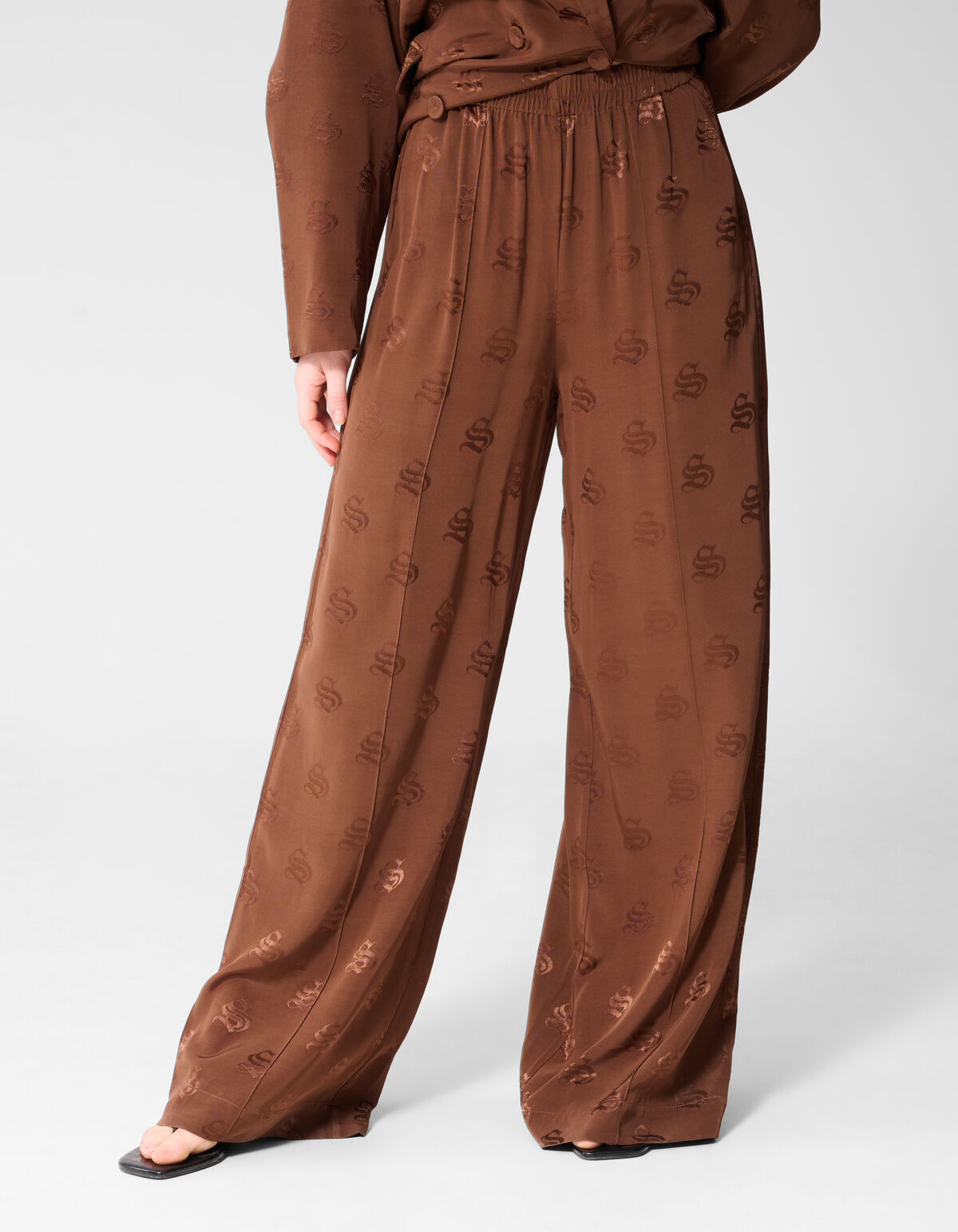 Logo Jacquard Broek Bruin